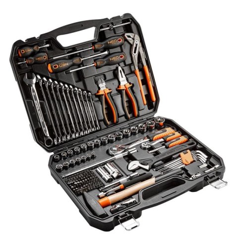 ZESTAW NARZĘDZI KLUCZE NASADOWE PŁASKIE IMBUSOWE BITY 143 ELEMENTY NASADKI 1/2 1/4 NEO TOOLS 08-945