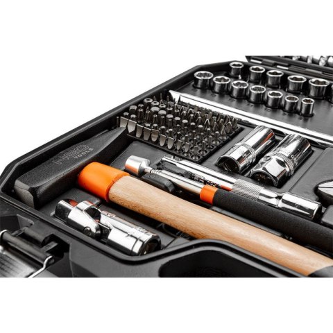 ZESTAW NARZĘDZI KLUCZE NASADOWE PŁASKIE IMBUSOWE BITY 143 ELEMENTY NASADKI 1/2 1/4 NEO TOOLS 08-945