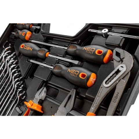 ZESTAW NARZĘDZI KLUCZE NASADOWE PŁASKIE IMBUSOWE BITY 143 ELEMENTY NASADKI 1/2 1/4 NEO TOOLS 08-945