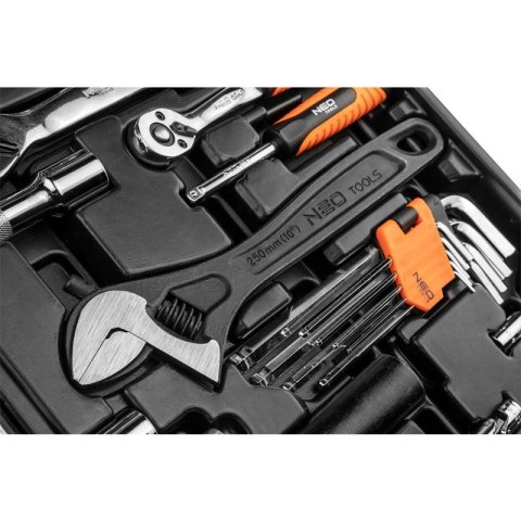 ZESTAW NARZĘDZI KLUCZE NASADOWE PŁASKIE IMBUSOWE BITY 143 ELEMENTY NASADKI 1/2 1/4 NEO TOOLS 08-945