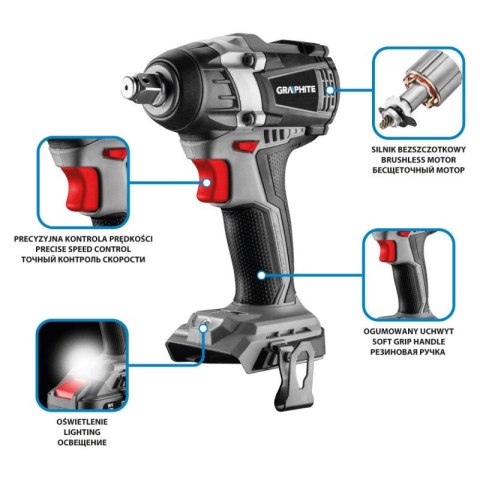 58G028 KLUCZ UDAROWY BEZSZCZOTKOWY ENERGY+ 18V, LI-ION, BEZ AKUMULATORA GRAPHITE 58G028 KLUCZ UDAROWY BEZSZCZOTKOWY ENERGY+ 18V, LI-ION, BEZ AKUMULATORA GRAPHITE