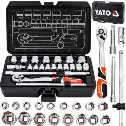 ZESTAW KLUCZY NASADOWYCH KLUCZE NASADOWE YATO 3/8" 22 ELEMENTY YATO