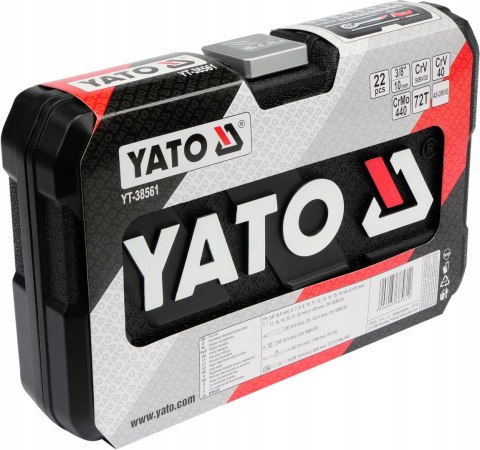 ZESTAW KLUCZY NASADOWYCH KLUCZE NASADOWE YATO 3/8" 22 ELEMENTY YATO