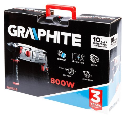 58G538 MŁOTOWIERTARKA SDS+ 800W, WALIZKA GRAPHITE