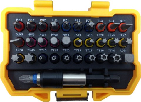 Zestaw końcówki wkrętakowe bitów adapterów 1/4" z adapterami 32szt. DeWalt DT7969-QZ