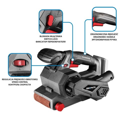 58GE136 SZLIFIERKA TAŚMOWA AKUMULATOROWA ENERGY+ 18V GRAPHITE