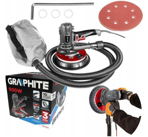 59G263 SZLIFIERKA DO GIPSU 900W, 180 MM, LED GRAPHITE 59G263 SZLIFIERKA DO GIPSU 900W, 180 MM, LED GRAPHITE