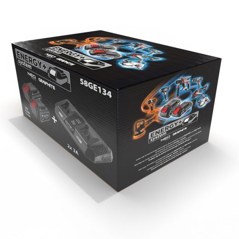 58GE134 ZESTAW ENERGY+: 2X AKUMULATOR 4AH Z ŁADOWARKĄ PODWÓJNĄ GRAPHITE 58GE134 ZESTAW ENERGY+: 2X AKUMULATOR 4AH Z ŁADOWARKĄ PODWÓJNĄ GRAPHITE