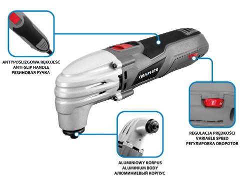 59G023 URZĄDZENIE WIELOFUNKCYJNE 250W, ILOŚĆ OSCYLACJI 15000-21000 MIN⁻¹, WALIZKA Graphite 59G023 URZĄDZENIE WIELOFUNKCYJNE 250W, ILOŚĆ OSCYLACJI 15000-21000 MIN⁻¹, WALIZKA Graphite