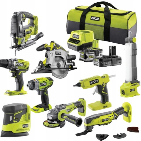 R18CK9-252S Zestaw elektronarzędzi akumulatorowych 18V Ryobi ONE+ R18CK9-252S Zestaw elektronarzędzi akumulatorowych 18V Ryobi ONE+