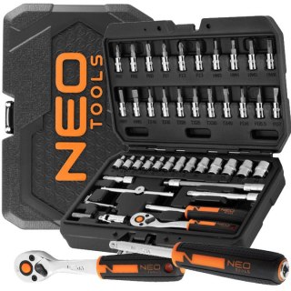 ZESTAW KLUCZY NASADOWYCH W WALIZCE 1/4" KLUCZE NASADOWE 46 SZTUK NEO TOOLS