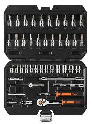 ZESTAW KLUCZY NASADOWYCH W WALIZCE 1/4" KLUCZE NASADOWE 46 SZTUK NEO TOOLS
