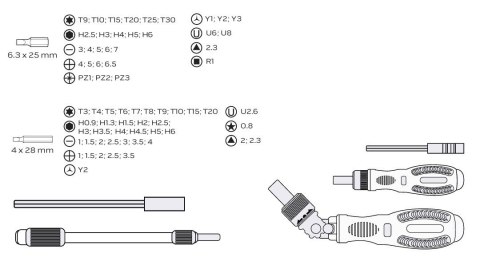 06-115 KOŃCÓWKI WKRĘTAKOWE Z UCHWYTEM 73 SZT. NEO TOOLS
