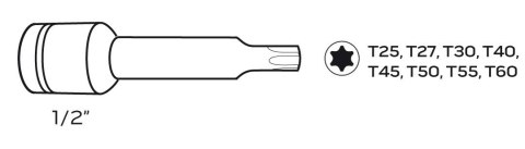 08-712 KLUCZE UDAROWE TORX 1/2", ZESTAW 8 SZT. NEO TOOLS