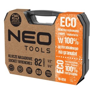 10-058 KLUCZE NASADOWE 1/2", 1/4" , ZESTAW 82 SZT. ECO NEO