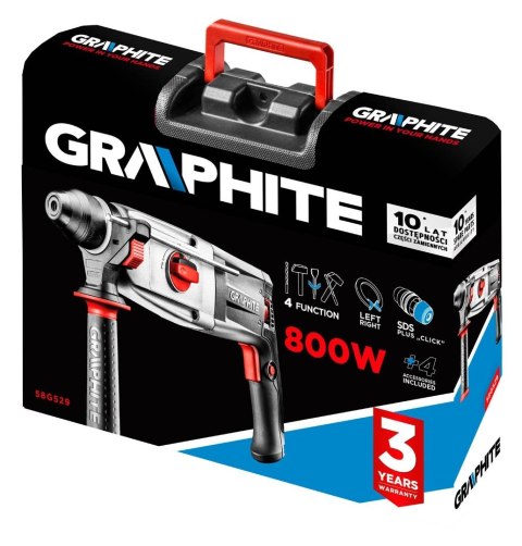 58G529 MŁOTOWIERTARKA SDS PLUS, 800W, WALIZKA GRAPHITE