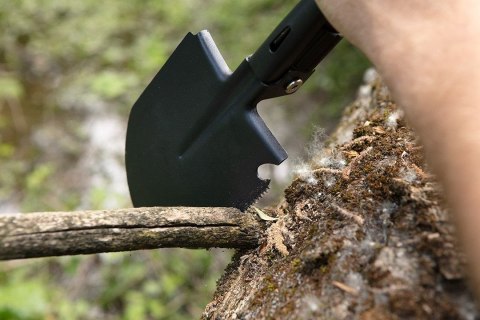 WIELOFUNKCYJNA SAPERKA SURVIVALOWA WOJSKOWA SKŁADANA TURYSTYCZNA KEMPINGOWA 8 W 1 NEO TOOLS 63-122