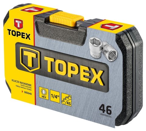 38D640 KLUCZE NASADOWE 1/4", ZESTAW 46 SZT. TOPEX