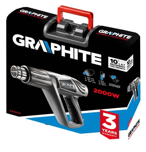 59G522 OPALARKA 2000W, ZAKRES TEMPERATUR: I: 25ºC, II: 350ºC, III: 550ºC, WALIZKA GRAPHITE