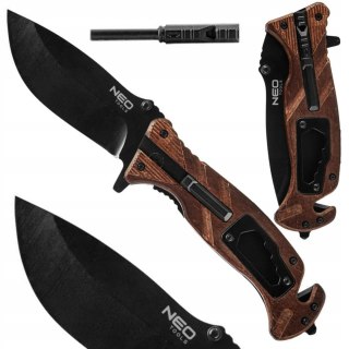 63-107 NÓŻ SURVIVALOWY SKŁADANY 22 CM, 6 W 1 NEO TOOLS