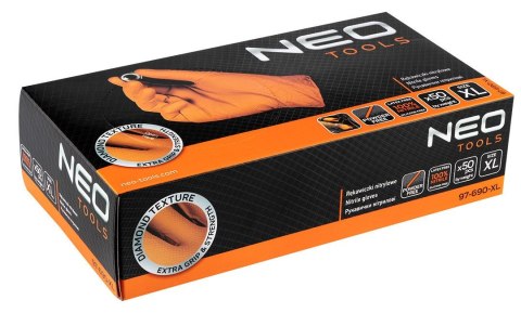 97-690-XL RĘKAWICZKI NITRYLOWE, POMARAŃCZOWE, 50 SZTUK, ROZMIAR XL NEO TOOLS 97-690-XL RĘKAWICZKI NITRYLOWE, POMARAŃCZOWE, 50 SZTUK, ROZMIAR XL NEO TOOLS