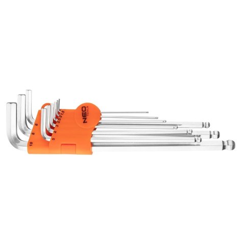 09-525 KLUCZE SZEŚCIOKĄTNE Z KOŃCÓWKĄ KULISTĄ, Z MAGNESEM, ZESTAW 9 SZT. NEO TOOLS