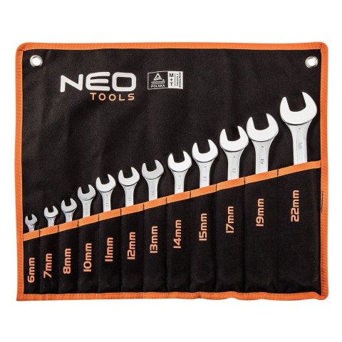 KLUCZE ZESTAW PŁASKO-OCZKOWE WARSZTATOWE DO GARAŻU 6-22 MM ZESTAW 12 SZTUK NEO TOOLS 09-752