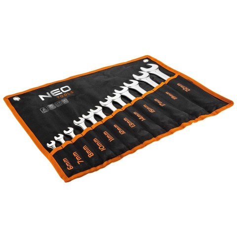 KLUCZE ZESTAW PŁASKO-OCZKOWE WARSZTATOWE DO GARAŻU 6-22 MM ZESTAW 12 SZTUK NEO TOOLS 09-752