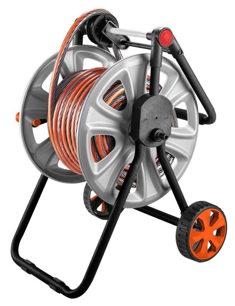 WÓZEK ORGANIZER NA WĄŻ OGRODOWY METALOWY Z PROWADNICĄ WĘŻA DO 60 M WĘŻA 1/2" NEO TOOLS
