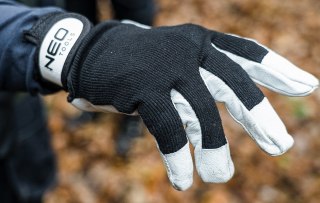 97-604 RĘKAWICE ROBOCZE, SKÓRA ŚWIŃSKA LICOWA, Z RZEPEM, 8" NEO TOOLS