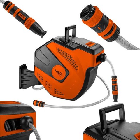 15-891 WĄŻ OGRODOWY Z AUTOMATYCZNYM ZWIJACZEM 1/2", 20 M +2M NEO TOOLS