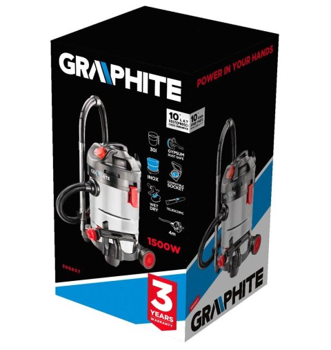 59G607 GRAPHITE ODKURZACZ WARSZTATOWY 1500W, ZBIORNIK 30L 59G607 GRAPHITE ODKURZACZ WARSZTATOWY 1500W, ZBIORNIK 30L