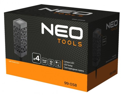 99-058 LAMPA OGRODOWA SOLARNA SMD SŁUPEK, 4 SZT. NEO TOOLS 99-058 LAMPA OGRODOWA SOLARNA SMD SŁUPEK, 4 SZT. NEO TOOLS