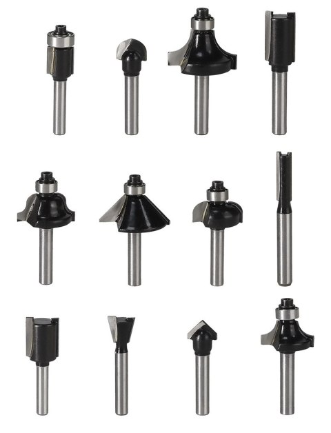 Frezy do drewna widiowe, trzpień 6 mm, zestaw 12 szt 56T613 Frezy do drewna widiowe, trzpień 6 mm, zestaw 12 szt 56T613