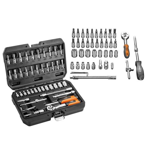 KLUCZE NASADOWE, 1/4", CRV, ZESTAW 46 SZT. MARKA NEO 08-660