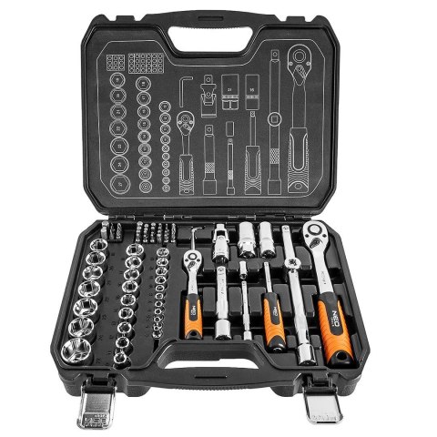 KLUCZE NASADOWE NEO TOOLS 08-673 1/2", 1/4", ZESTAW 73 SZT., CRV