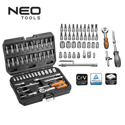 NeoTools Zestaw KLUCZE NASADOWE, 1/4" 46szt + Wkrętaków 58 szt