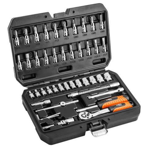 NeoTools Zestaw KLUCZE NASADOWE, 1/4" 46szt + Wkrętaków 58 szt