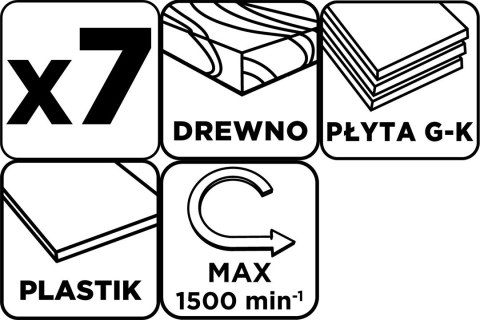 Otwornice do drewna 26 - 63 mm, h 25 mm, zestaw 7 szt 56T749 Otwornice do drewna 26 - 63 mm, h 25 mm, zestaw 7 szt 56T749