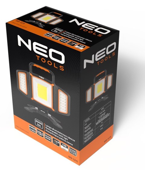 Lampa akumulatorowa robocza warsztatowa do garażu LED 2000lm powerbank NEO TOOLS 99-125
