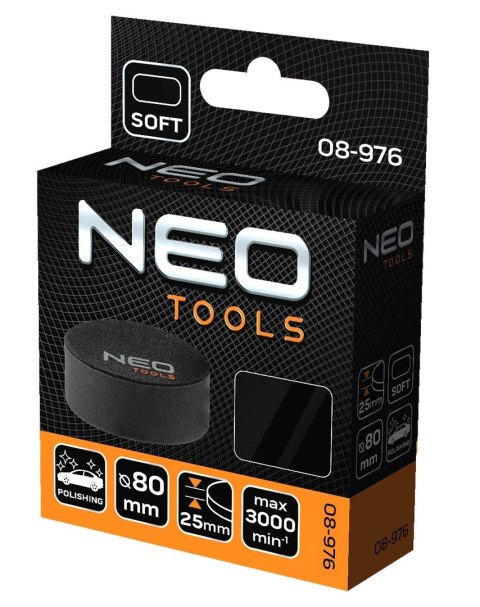 Pad polerski 80 x 25 mm gąbka miękka mocowanie na rzep do polerek rotacyjnych i mimośrodowo-rotacyjnych NEO TOOLS 08-976