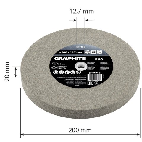 Tarcze szlifierskie 200 x 20/16/12. 7 x 20 mm, p60, 2 szt 57T128 Tarcze szlifierskie 200 x 20/16/12. 7 x 20 mm, p60, 2 szt 57T128