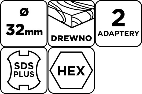 Wiertło do rozłupywania drewna sds plus, hex, 32 mm 54T426 Wiertło do rozłupywania drewna sds plus, hex, 32 mm 54T426