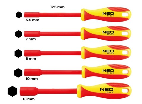 Wkrętaki izolowane nasadowe 5 szt 04-145 Wkrętaki izolowane nasadowe 5 szt 04-145