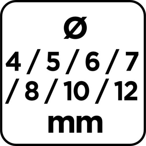 Zestaw wierteł do drewna, przedłużanych: 4, 5, 6, 7, 8, 10, 12 mm x 300 mm, 7 sztuk 54T573 Zestaw wierteł do drewna, przedłużanych: 4, 5, 6, 7, 8, 10, 12 mm x 300 mm, 7 sztuk 54T573