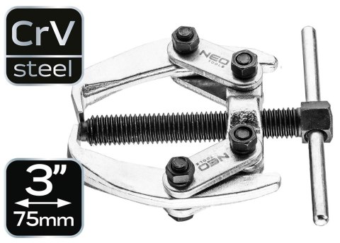 Ściągacz dwuramienny 3″ do łożysk / piast - stal CrV ramiona hakowe NEO TOOLS 11-850