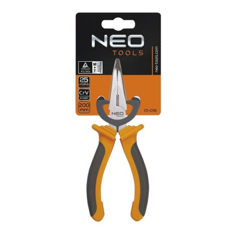 Szczypce wydłużone wygięte 200 mm precyzyjne trwałe do pracy w trudno dostępnych miejscach 01-016 NEO TOOLS