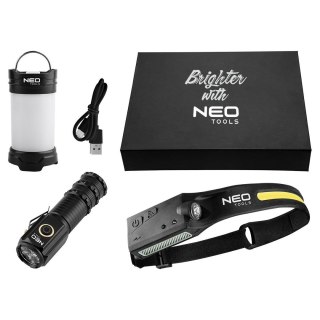 ZESTAW OŚWIETLENIOWY SURVIVALOWY TURYSTYCZNY 3 W 1 LAMPA LATARKA 99-132 NEO TOOLS