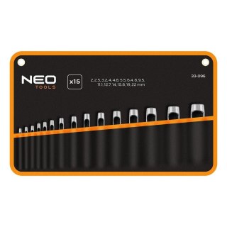 Zestaw 15 przebijaków do wycinania otworów średnica 2-22 mm etui NEO TOOLS