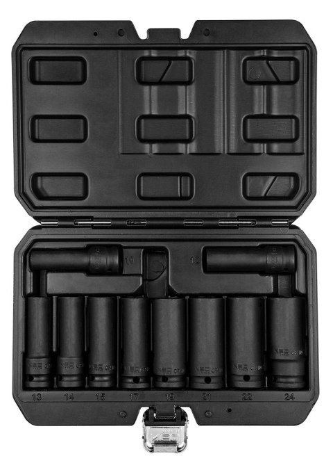Zestaw Długich Nasadek Udarowych 10-24 mm - 10 sztuk 1/2 " NEO TOOLS 12-107